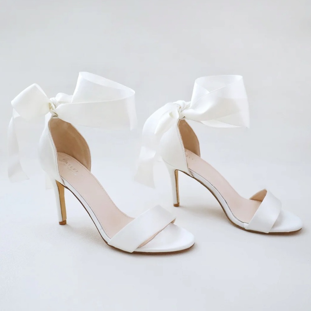 Kailee P. Demi Ivory Satin Heels